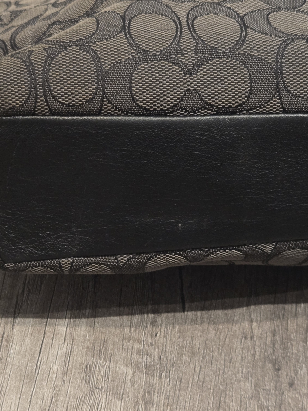 Coach Signature Small Kelsey Satchel Handbag Canvas Gray Black Purse Top Handles - Picture 11 of 16